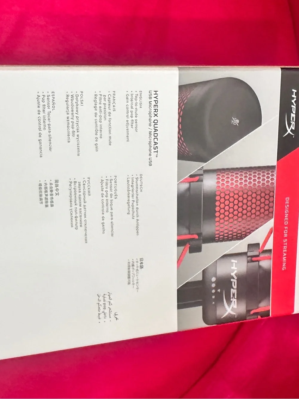 Hype QuadCast USB Microphone – Red/Black Streaming Mic new in box